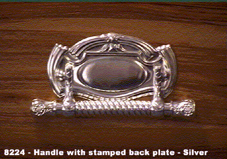 8224 - Handle with stamped back plate - silver
