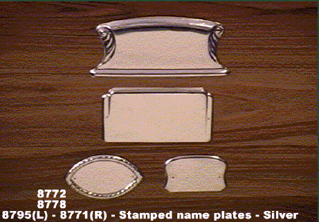 8772, 8778, 8795, 8771 - stamped name plates - silver
