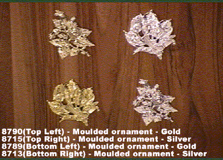 8790, 8715, 8789, 8713 - Moulded ornaments in gold, silver