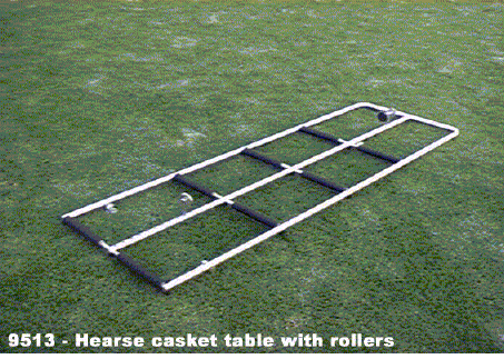 Hearse casket table with rollers