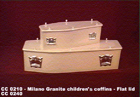 Milano granite children's coffins - flat lid