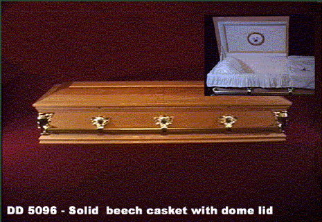 Solid beech casket with dome lid