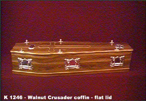 Walnut crusader coffin - flat lid