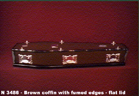 Brown coffin with fumed edges - flat lid
