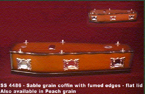 Sable grain coffin with fumed edges - flat lid